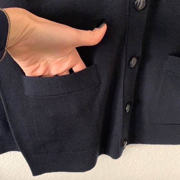 Tory Burch Long Sleeve V Neck Cardigan Merino Wool Sweater - Picture 2 of 11